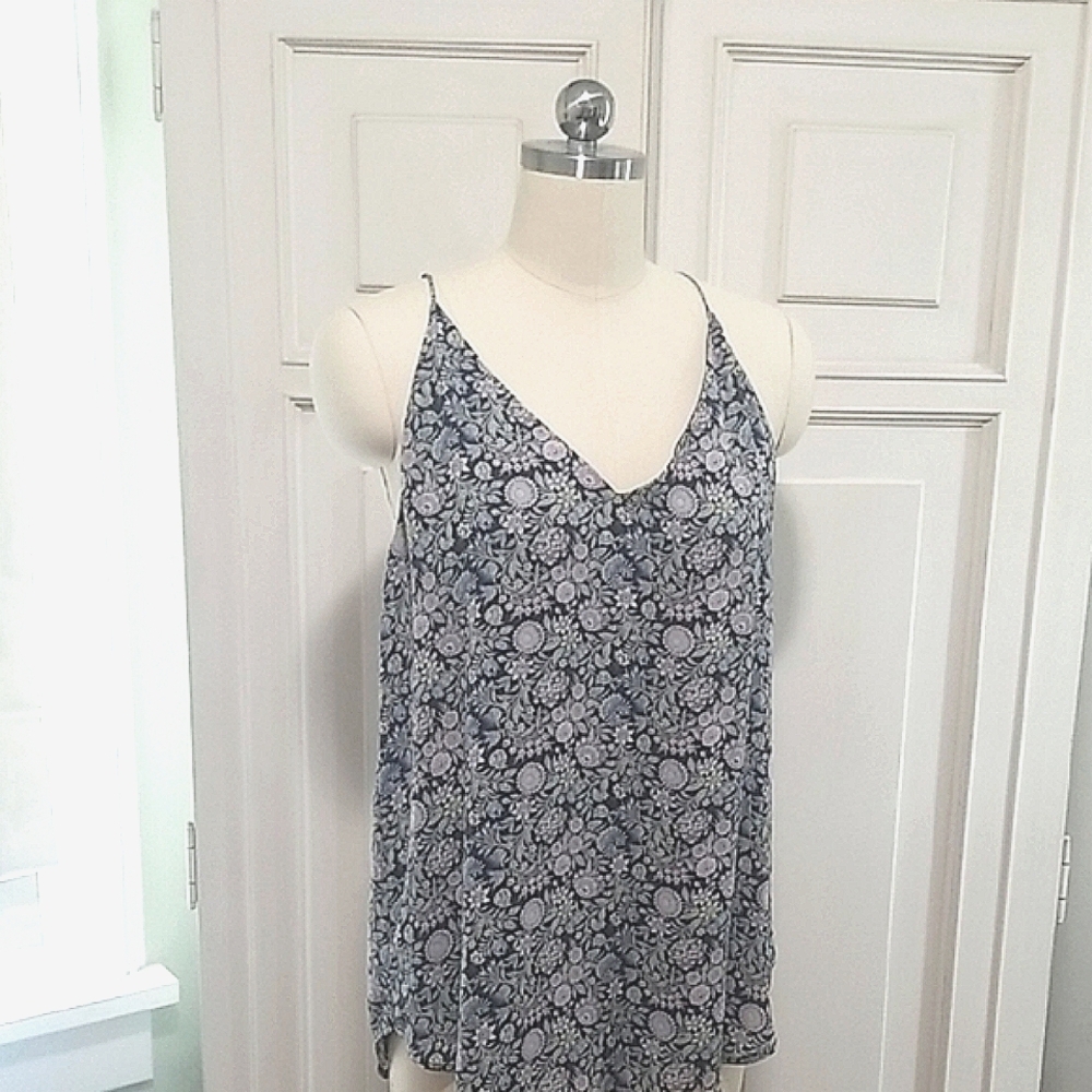 LOFT Gray, Pink and White Floral Camisole